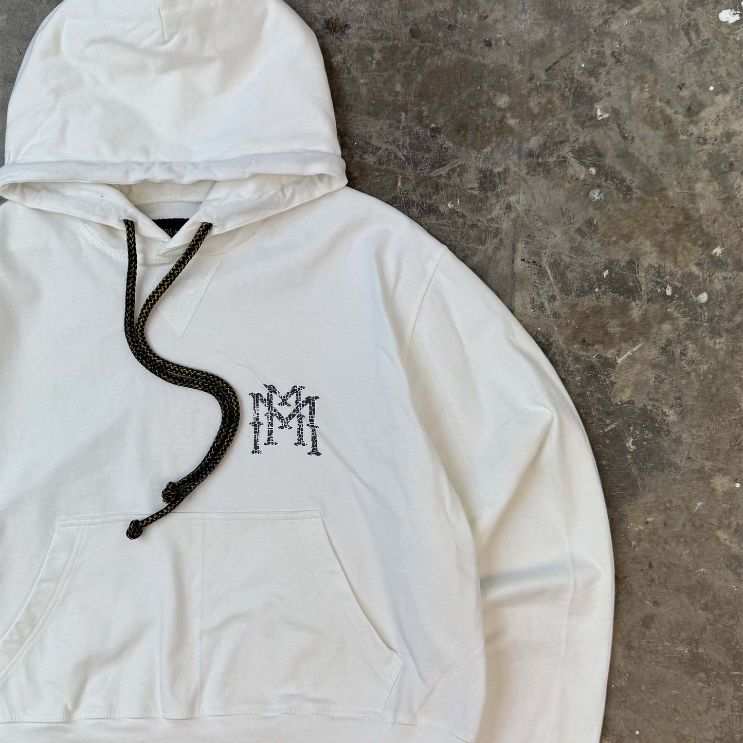 "THORN M'$" HOODIE IN WHITE