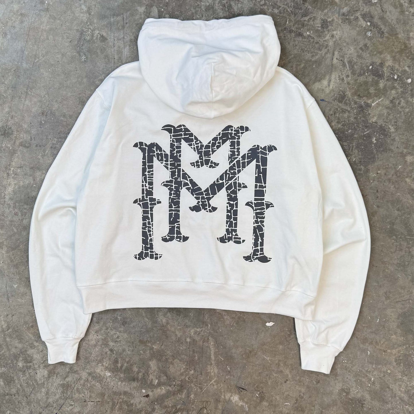 "THORN M'$" HOODIE IN WHITE