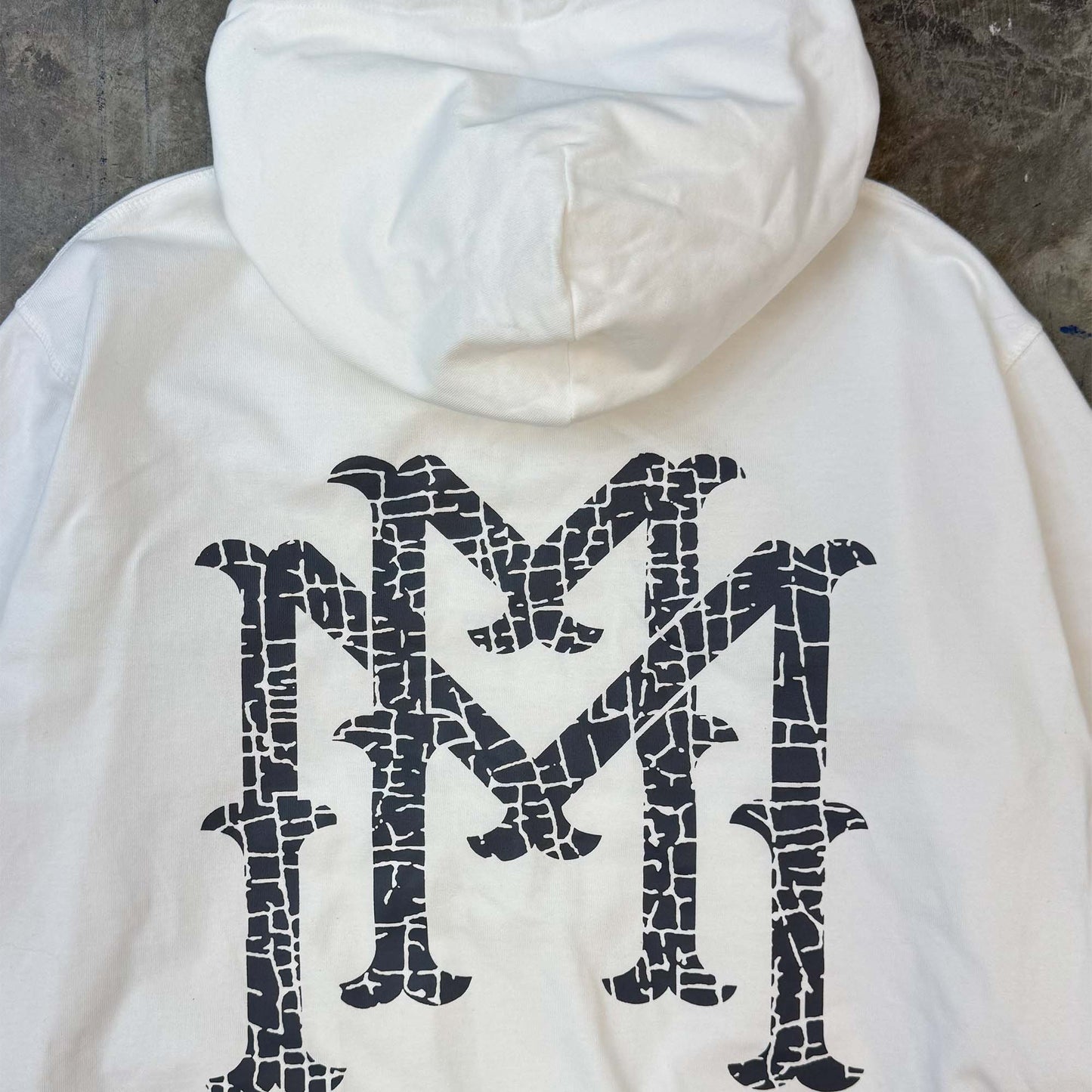 "THORN M'$" HOODIE IN WHITE