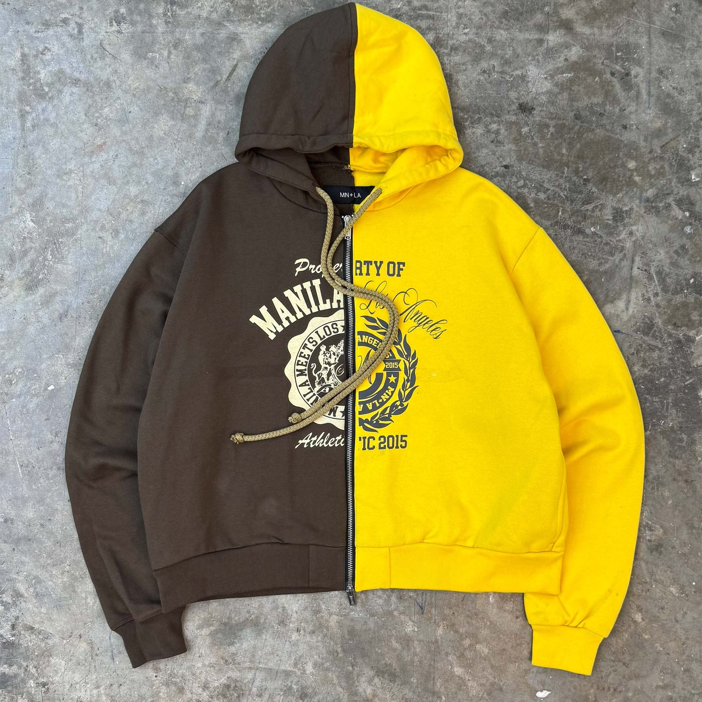 MN+LA™ SPLIT HOODIE IN WOOD/MUSTARD