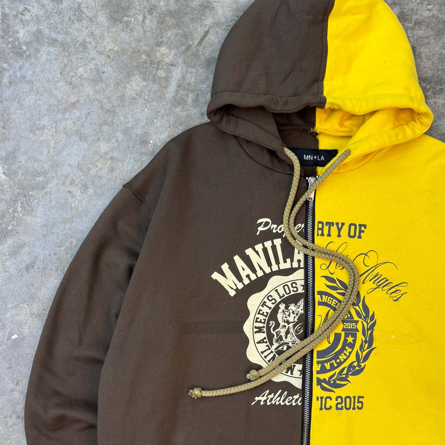MN+LA™ SPLIT HOODIE IN WOOD/MUSTARD