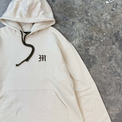 "M'$ SPECKS V2" CUTOFF HOODIE IN OAT