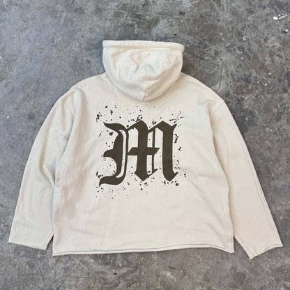"M'$ SPECKS V2" CUTOFF HOODIE IN OAT