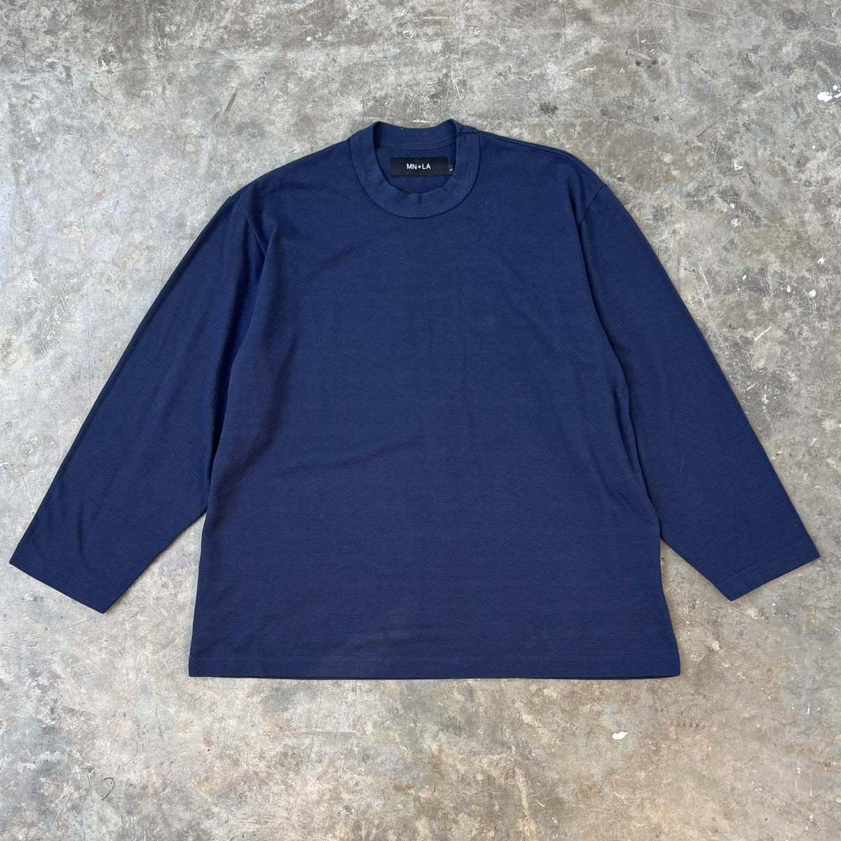 WAFFLE WEAVE LONGSLEEVE TEE V3 IN NAVY BLUE