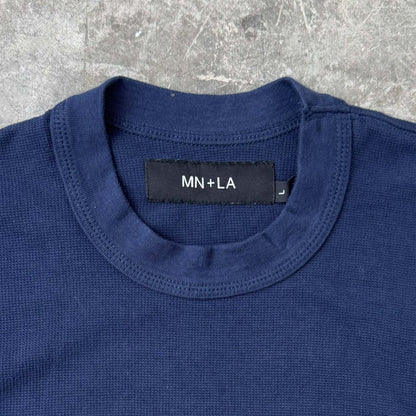 WAFFLE WEAVE LONGSLEEVE TEE V3 IN NAVY BLUE