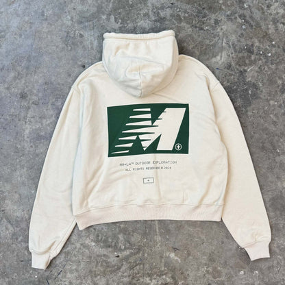 "OUTDOOR EXPLORATION" HOODIE IN OAT