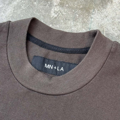 WAFFLE WEAVE OVERSIZED TEE IN CHARCOAL GREY