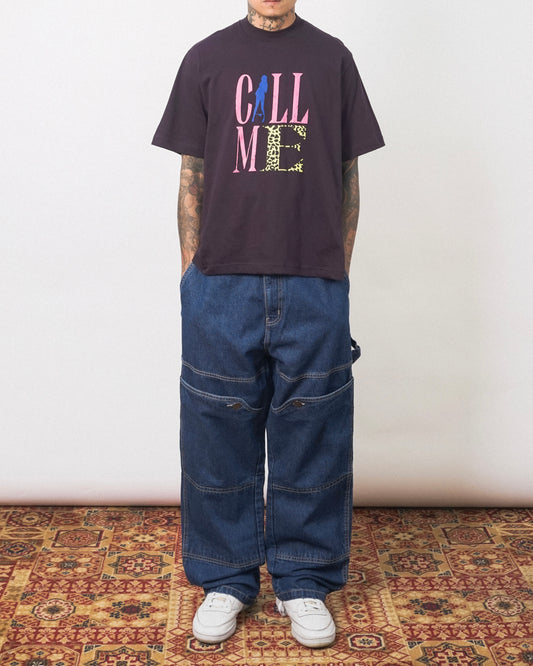 "CALL ME" TEE IN SHADOW PURPLE
