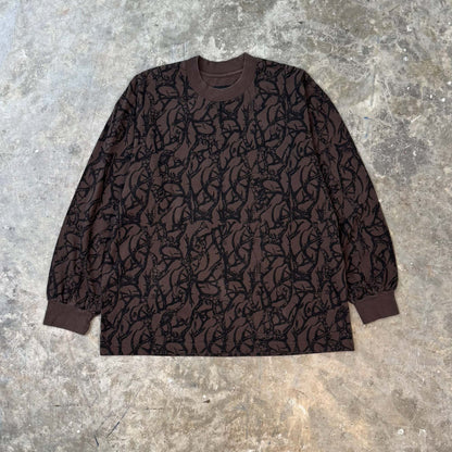"VINES AND THORNS" RAW STITCH LONGSLEEVE TEE IN WOOD