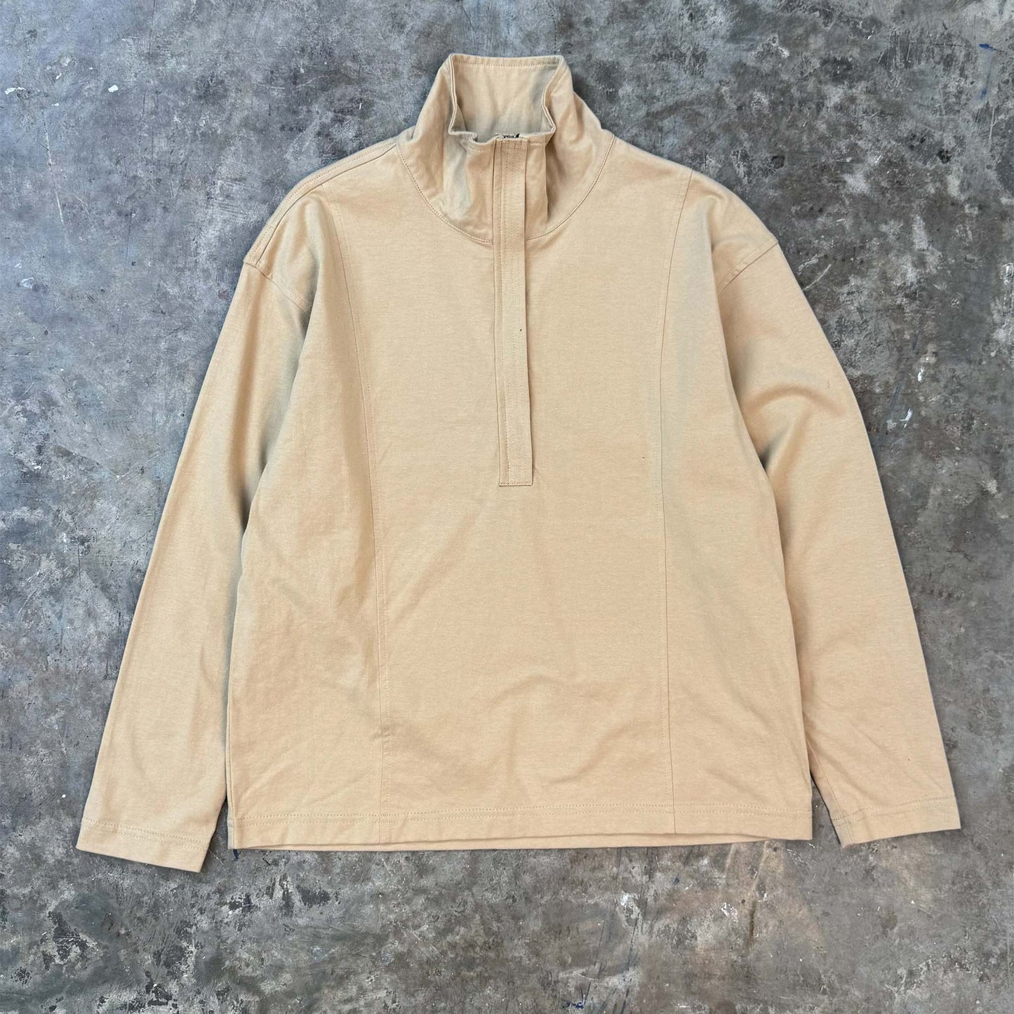 QUARTER ZIP L/S TEE IN ALABASTER