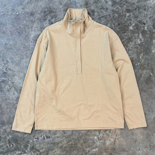QUARTER ZIP L/S TEE IN ALABASTER