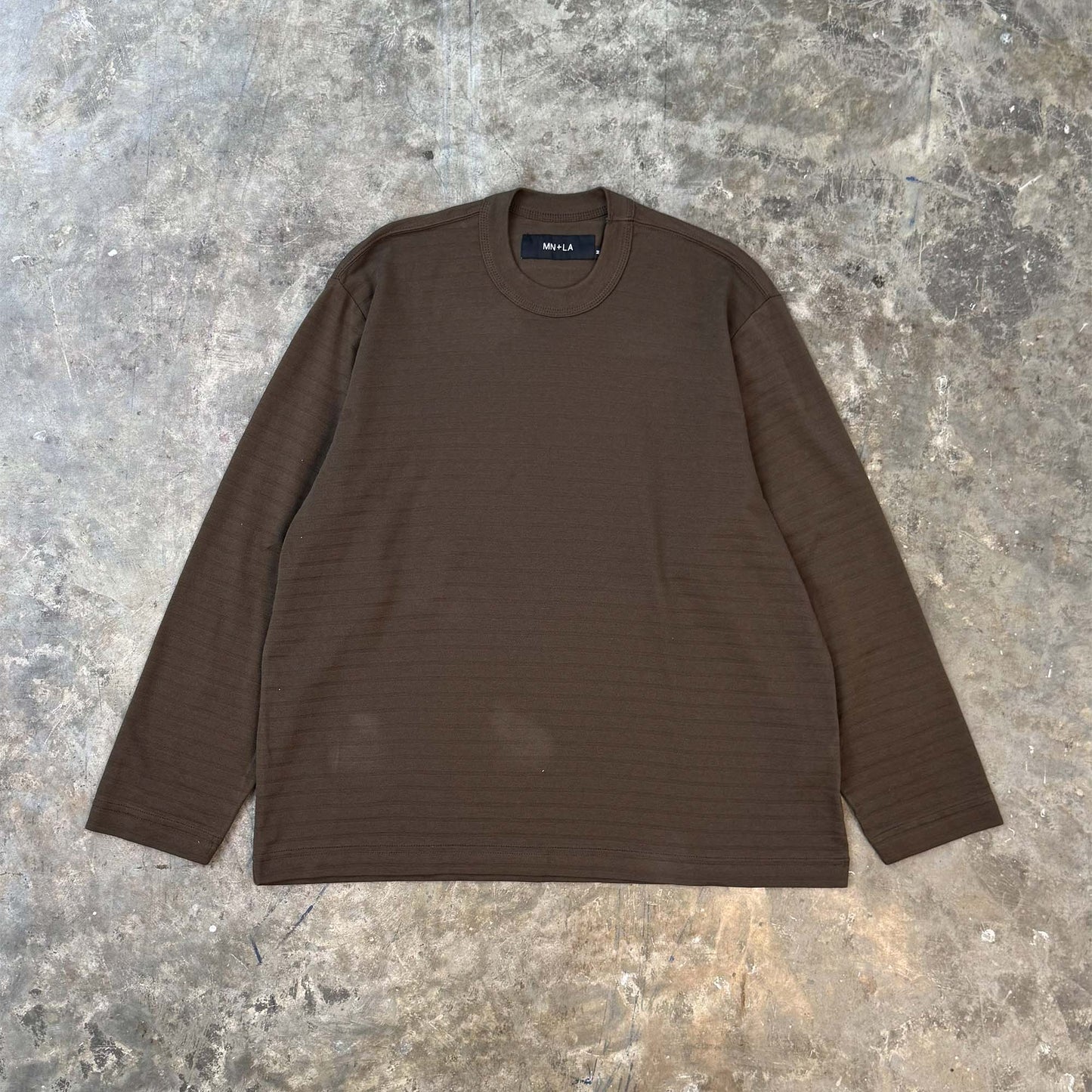 STRIPED PIQUE LONGSLEEVE TEE V3 IN WOOD