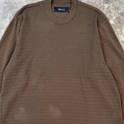 STRIPED PIQUE LONGSLEEVE TEE V3 IN WOOD