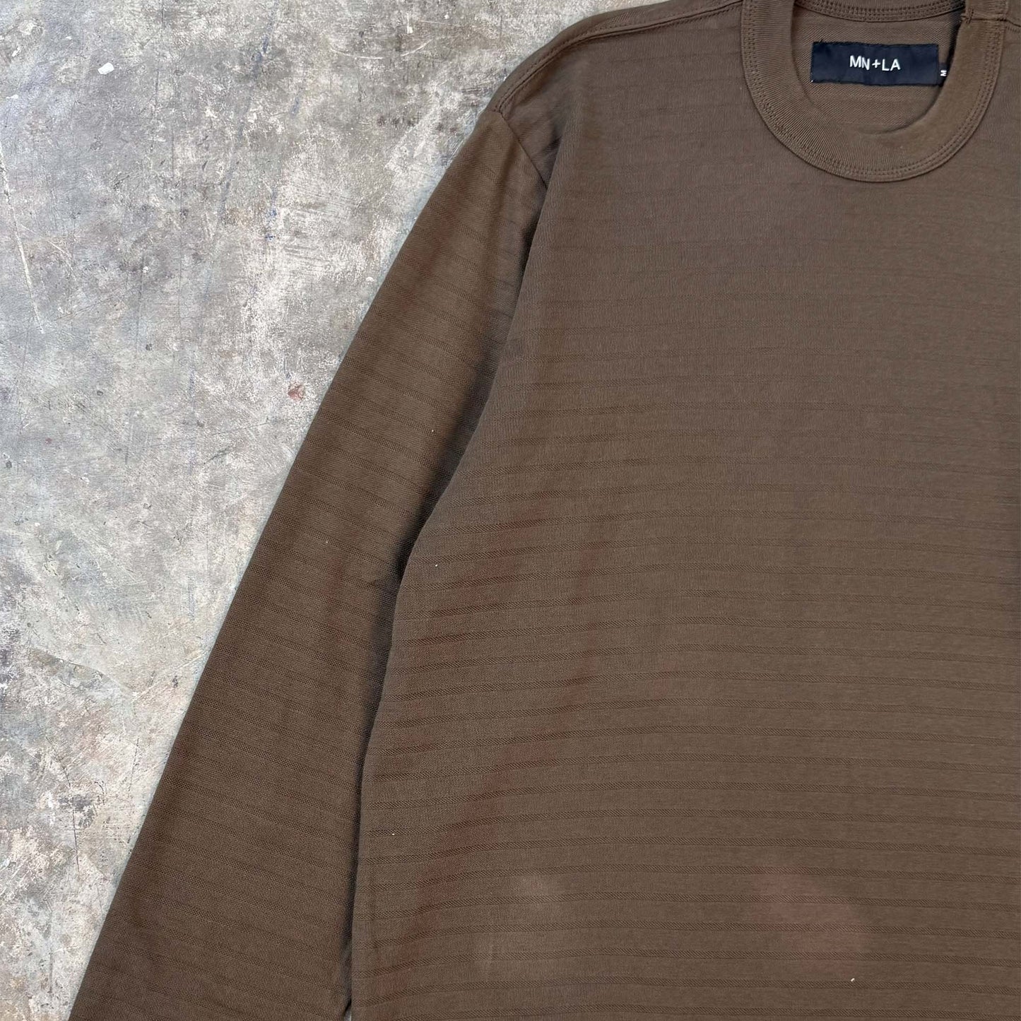 STRIPED PIQUE LONGSLEEVE TEE V3 IN WOOD