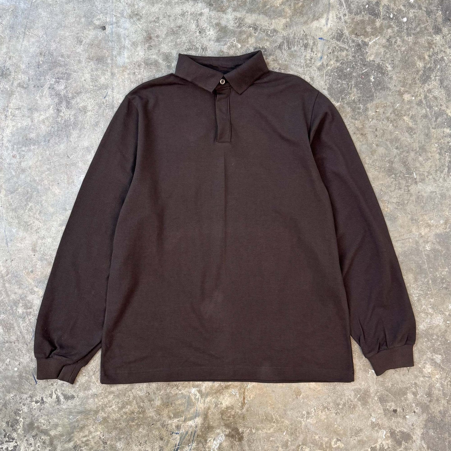 RUGBY L/S WAFFLE WEAVE IN CHARCOAL GREY
