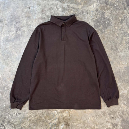RUGBY L/S WAFFLE WEAVE IN CHARCOAL GREY