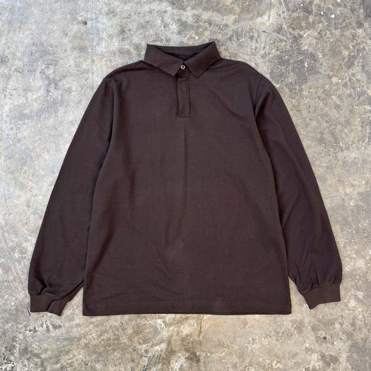 RUGBY L/S WAFFLE WEAVE IN CHARCOAL GREY