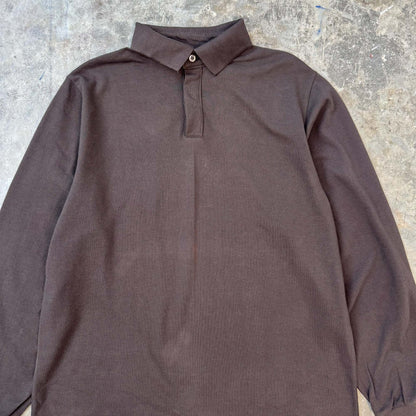 RUGBY L/S WAFFLE WEAVE IN CHARCOAL GREY