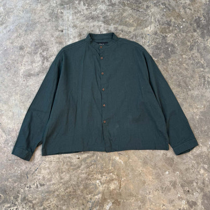 MANDARIN L/S SHIRT IN HUNTER GREEN