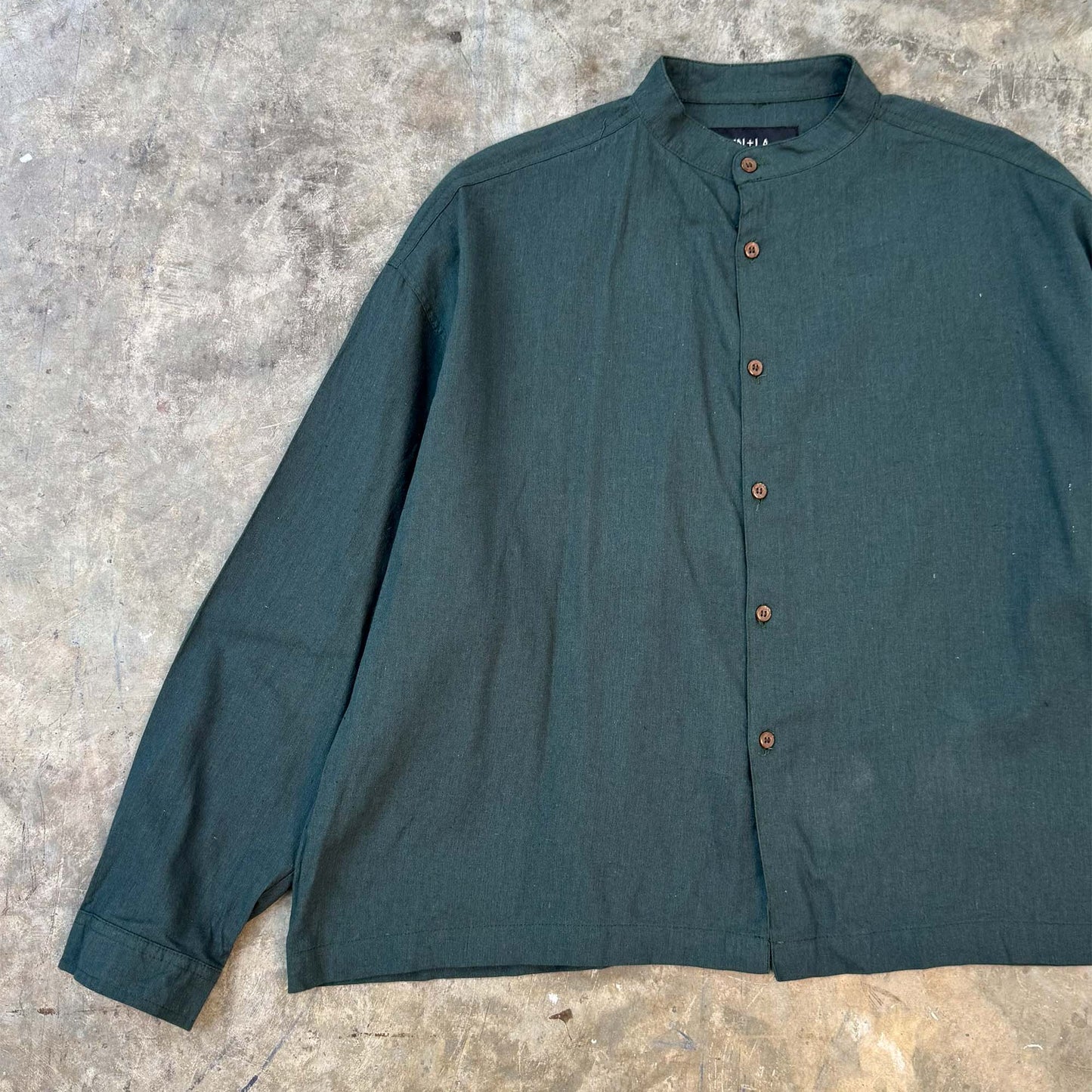 MANDARIN L/S SHIRT IN HUNTER GREEN