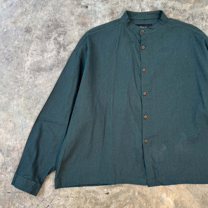 MANDARIN L/S SHIRT IN HUNTER GREEN