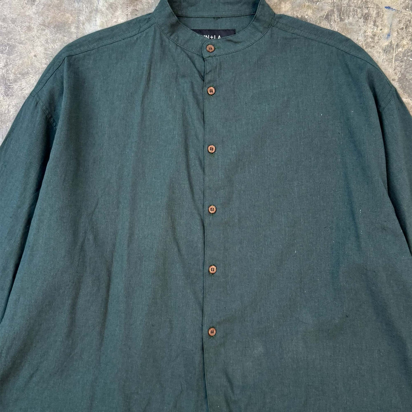 MANDARIN L/S SHIRT IN HUNTER GREEN