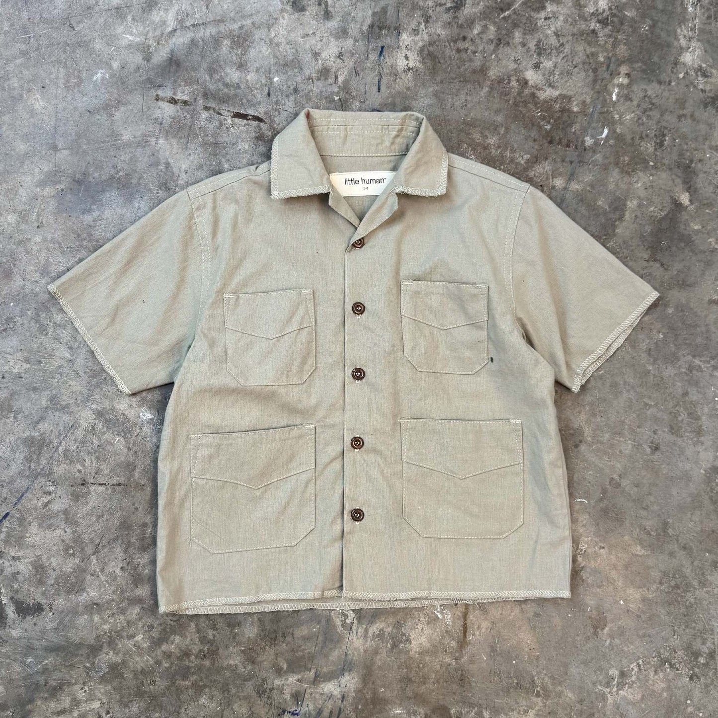LITTLE HUMAN™ 4 POCKET CUBAN SHIRT IN TAN