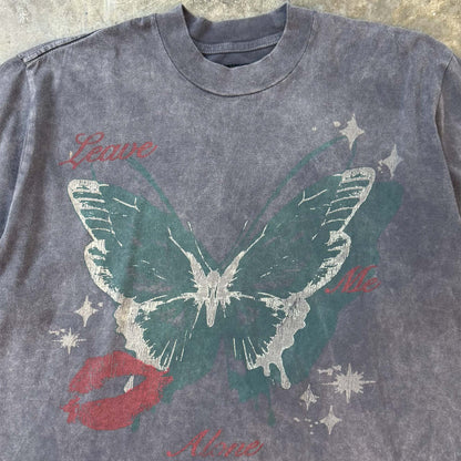 "LEAVE ME ALONE" TEE IN STONE/CASTLETON