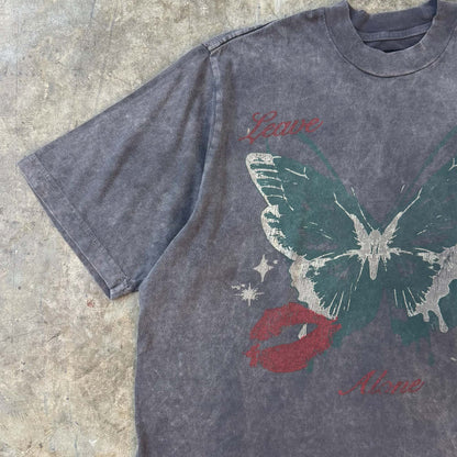 "LEAVE ME ALONE" TEE IN STONE/CASTLETON