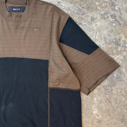 NEEDLEWORK MOCK NECK TEE IN ELM WOOD