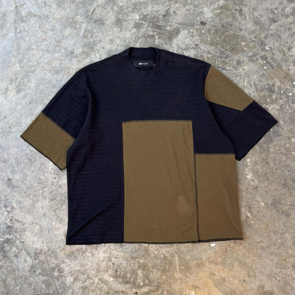 NEEDLEWORK MOCK NECK TEE IN TAIGA