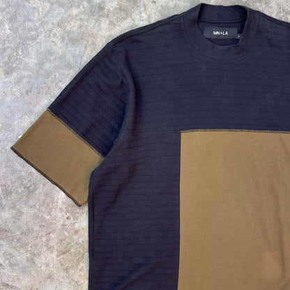NEEDLEWORK MOCK NECK TEE IN TAIGA