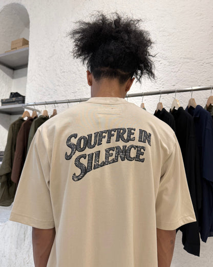 "SOUFFRE IN SILENCE" ULTRA HEAVY TEE IN OAT