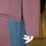 ROGUE SPLIT WIDE PANTS IN BURGUNDY/NAVY
