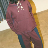 ROGUE SPLIT WIDE PANTS IN BURGUNDY/NAVY