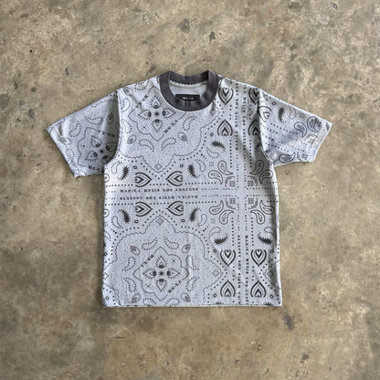 PEACE PAISLEY OVERSIZED TEE IN STEEL