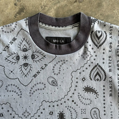 PEACE PAISLEY OVERSIZED TEE IN STEEL