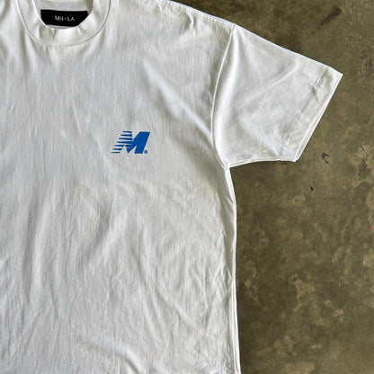 "OUTDOOR EXPLORATION" TEE IN COBALT BLUE