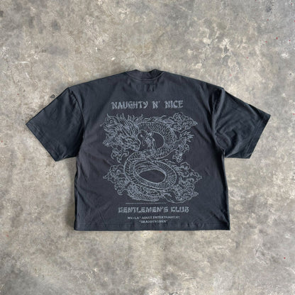 NAUGHTY N' NICE "DRAGON'S LUCK" TEE IN CAVIAR