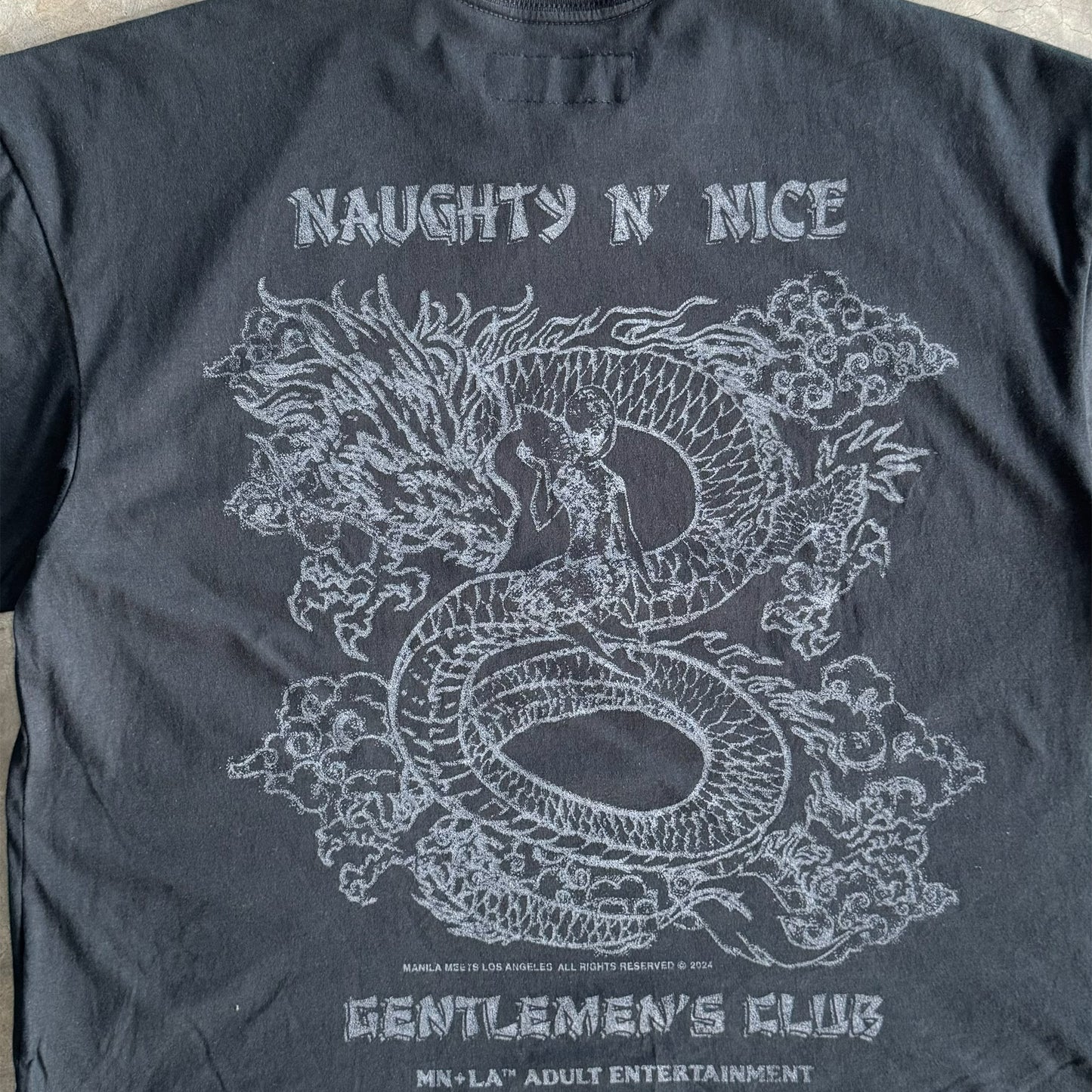 NAUGHTY N' NICE "DRAGON'S LUCK" TEE IN CAVIAR