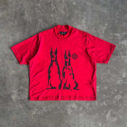 "HELL HOUNDS" TEE IN RARRI RED