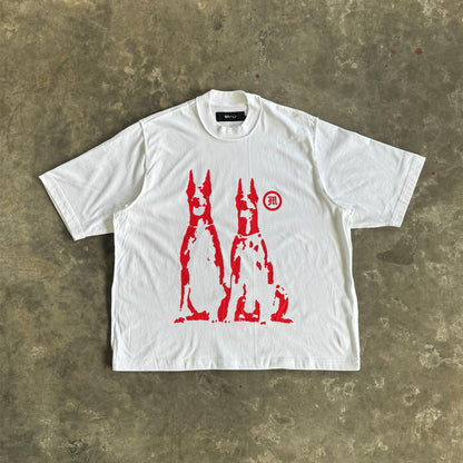 "HELL HOUNDS" TEE IN WHITE