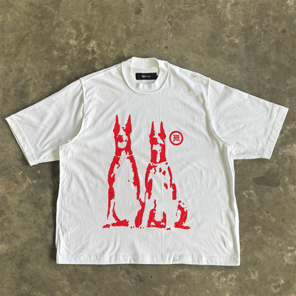 "HELL HOUNDS" TEE IN WHITE