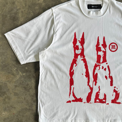 "HELL HOUNDS" TEE IN WHITE