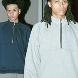QUARTER ZIP SWEATSHIRT IN HEATHER GREY
