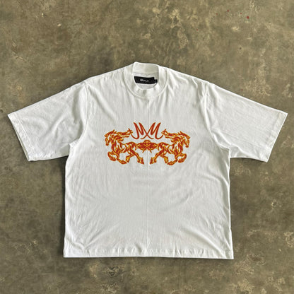 “BURNING STALLION” TEE IN WHITE