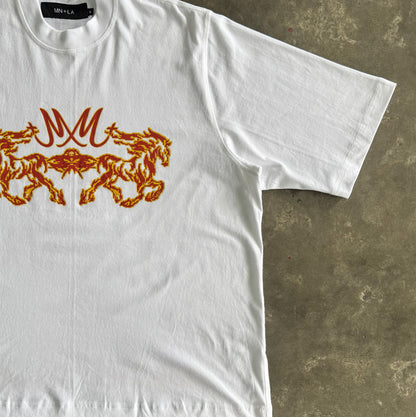“BURNING STALLION” TEE IN WHITE