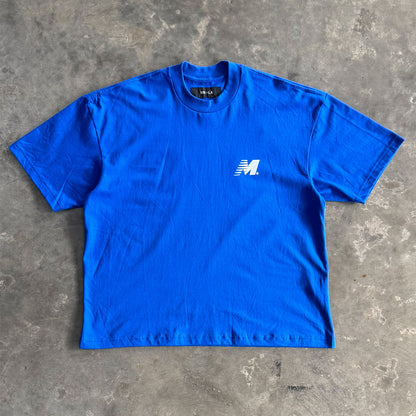 "OUTDOOR EXPLORATION" TEE IN ELECTRIC BLUE