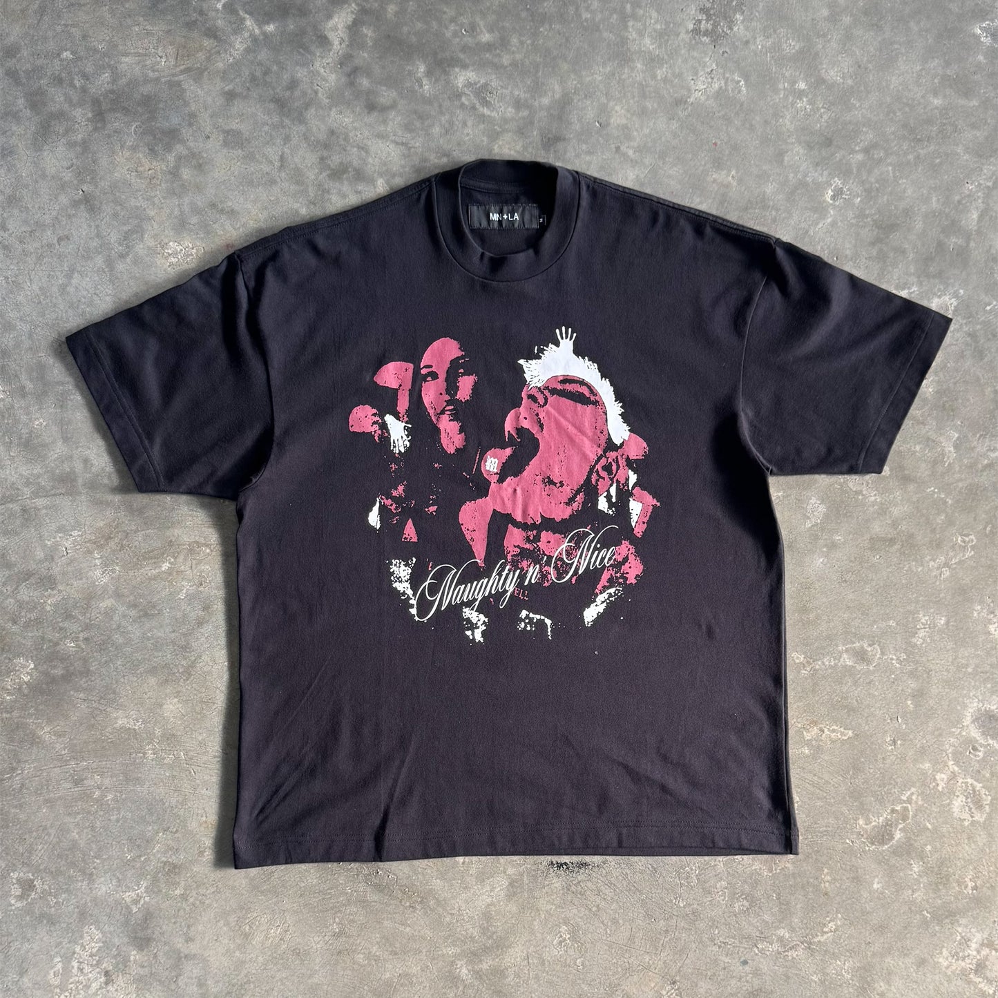 NAUGHTY N' NICE "PSYCHEDELIC" TEE IN ANTHRACITE