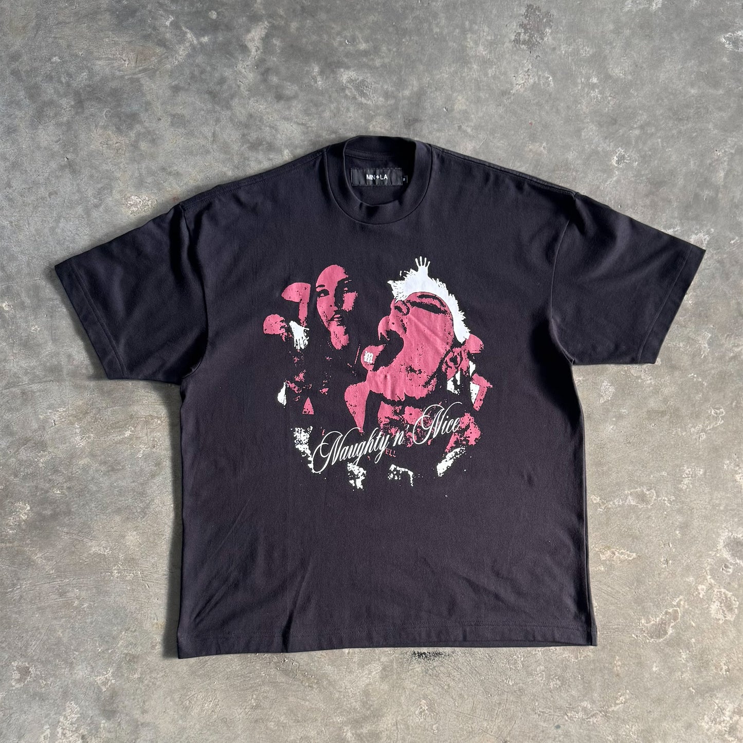 NAUGHTY N' NICE "PSYCHEDELIC" TEE IN ANTHRACITE